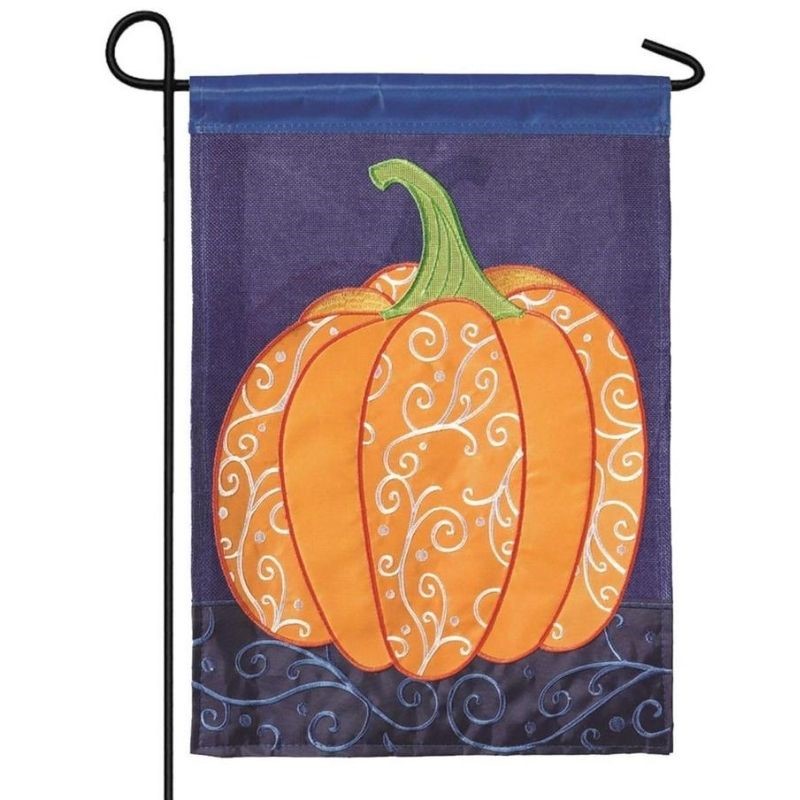 Pumpkin Burlap Garden Flag